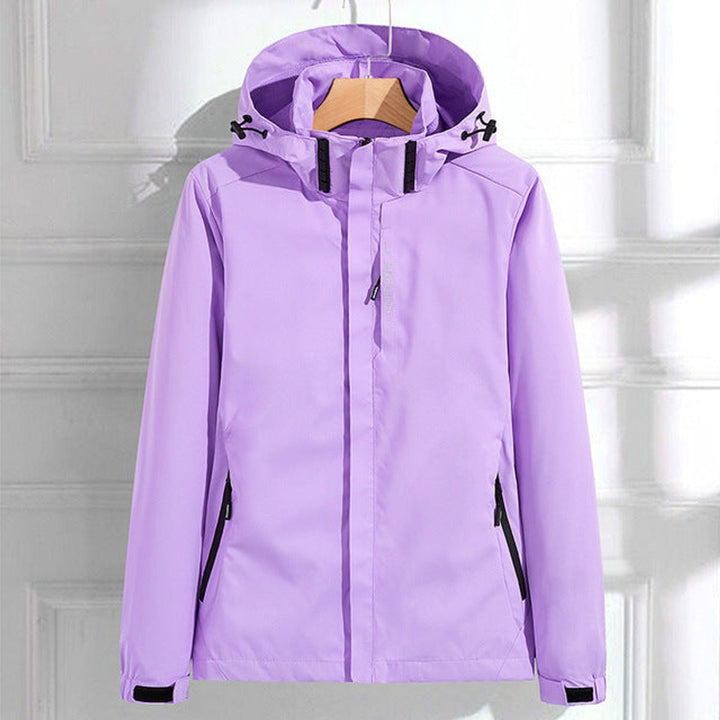 Women's Hooded Waterproof Jacket for Autumn in Lilac