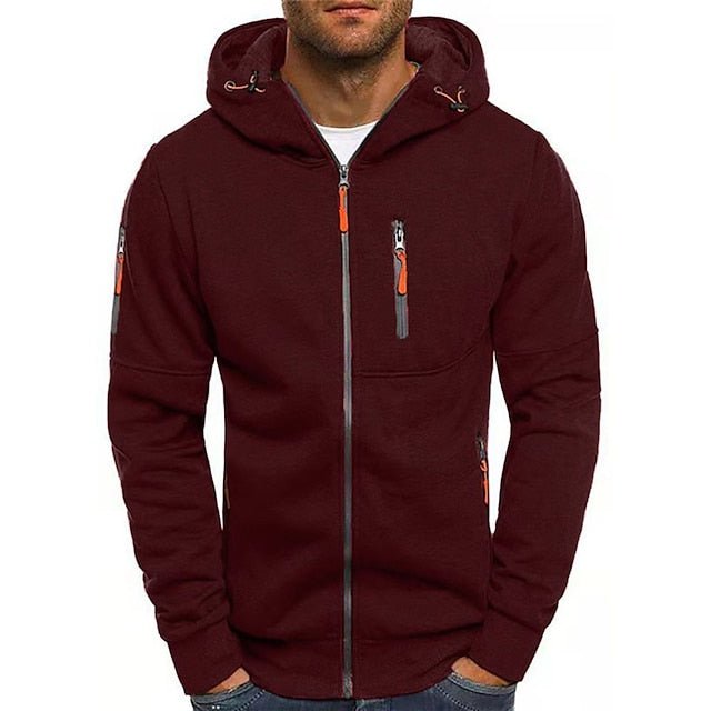 Women's Hoodie Jacket for Autumn in Burgunder