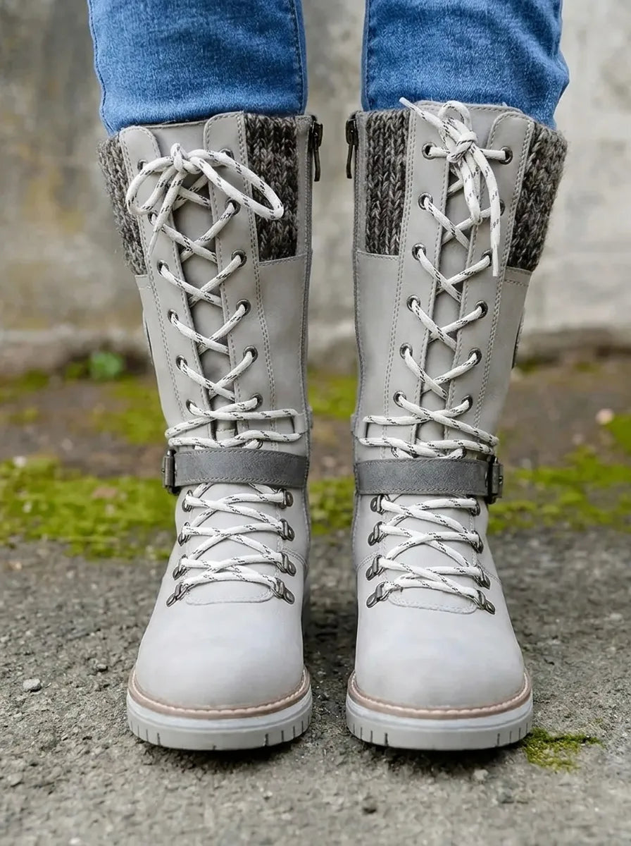 Women's Insulated Calf Autumn Boots, Lace-Up