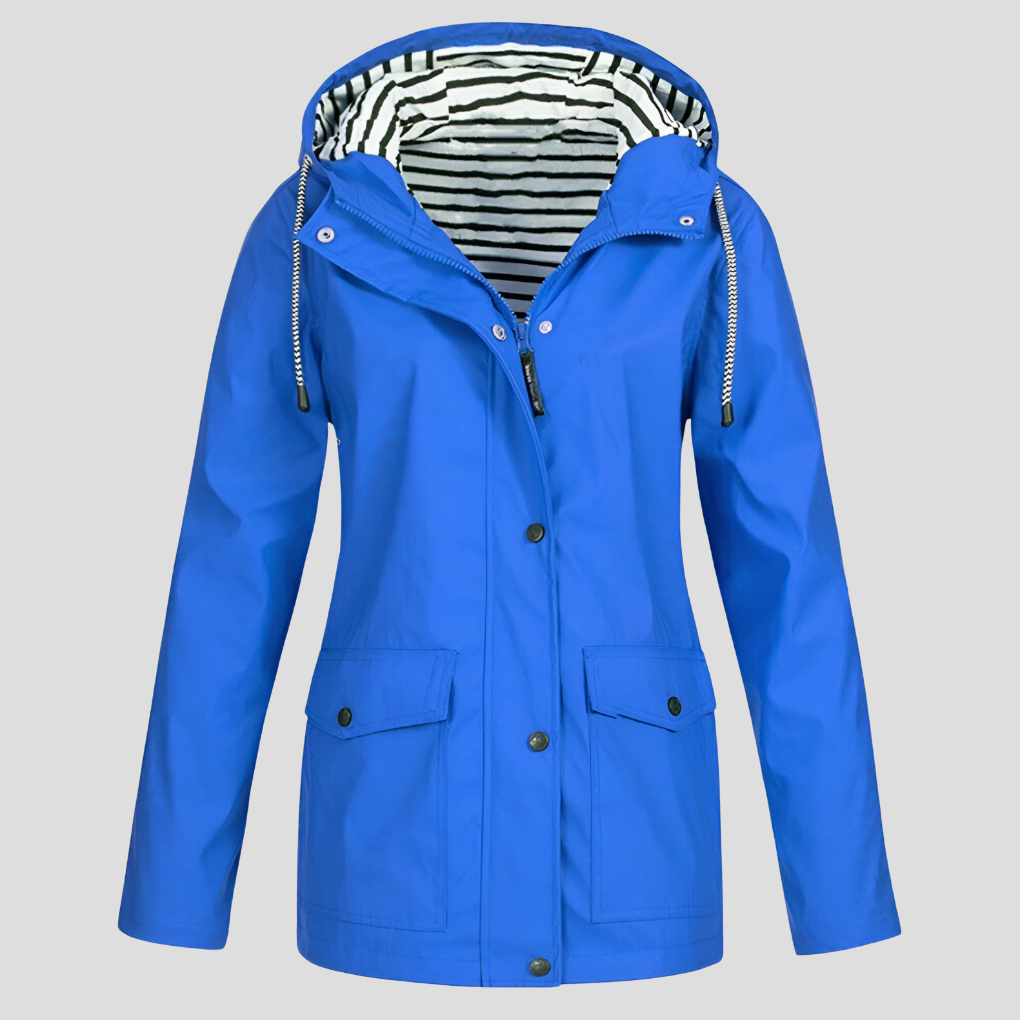 Women's Insulated Waterproof Trench Coat for Winter in Blue
