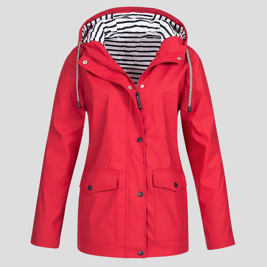 Women's Insulated Waterproof Trench Coat for Winter in Red