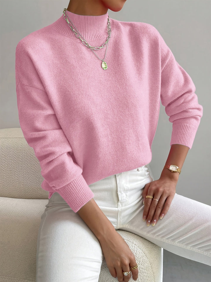 Women's Jumpers with Cozy Turtleneck for Autumn in Light Pink
