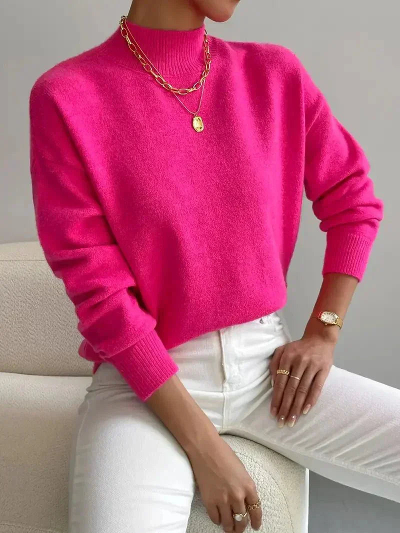 Women's Jumpers with Cozy Turtleneck for Autumn in Pink