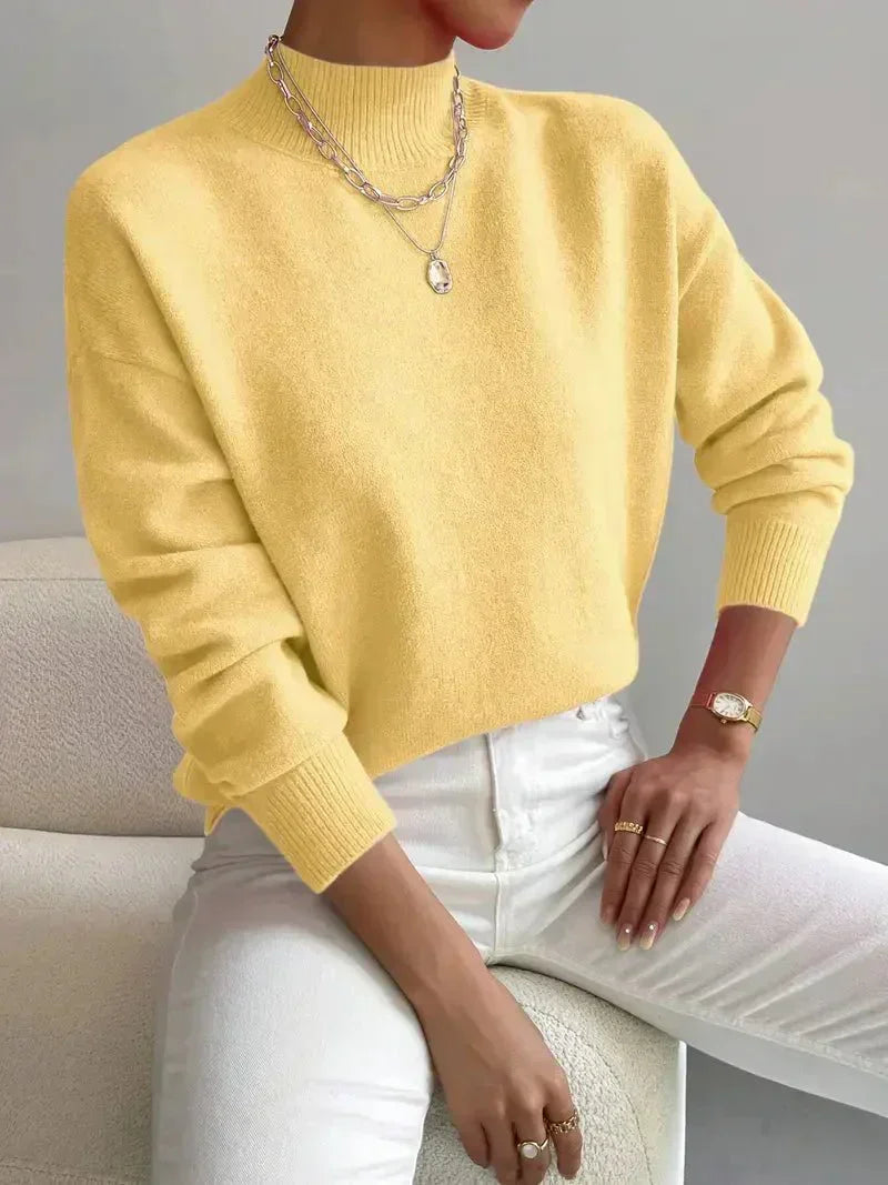 Women's Jumpers with Cozy Turtleneck for Autumn in Yellow