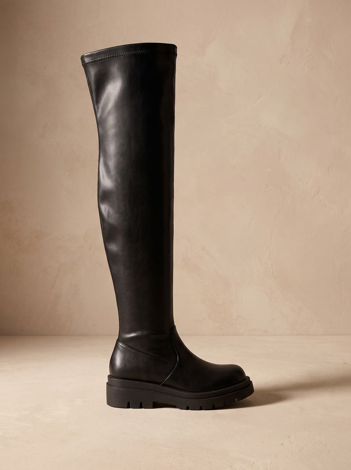 Women's Knee High Boots Chunky Sole in Black
