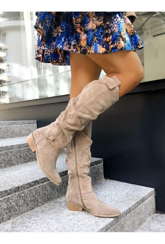 Women's Knee-High Boots for Autumn in Grey
