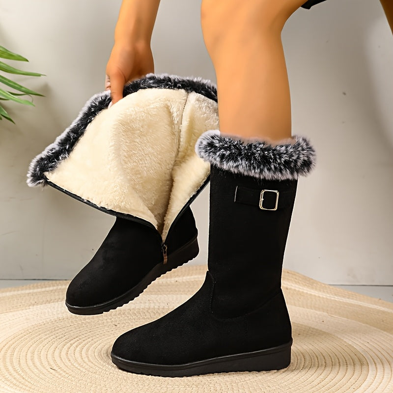 Women's Knee High Boots for Winter Warmth in Black