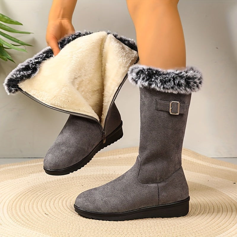Women's Knee High Boots for Winter Warmth in Grey