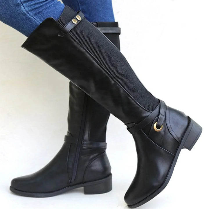 Women's Knee High Boots in Leather in Black
