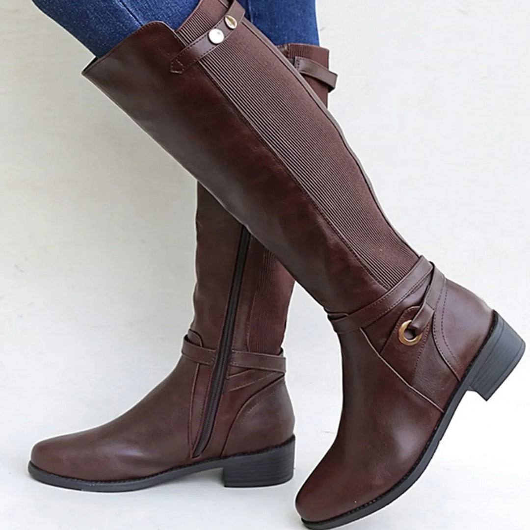Women's Knee High Boots in Leather in Brown