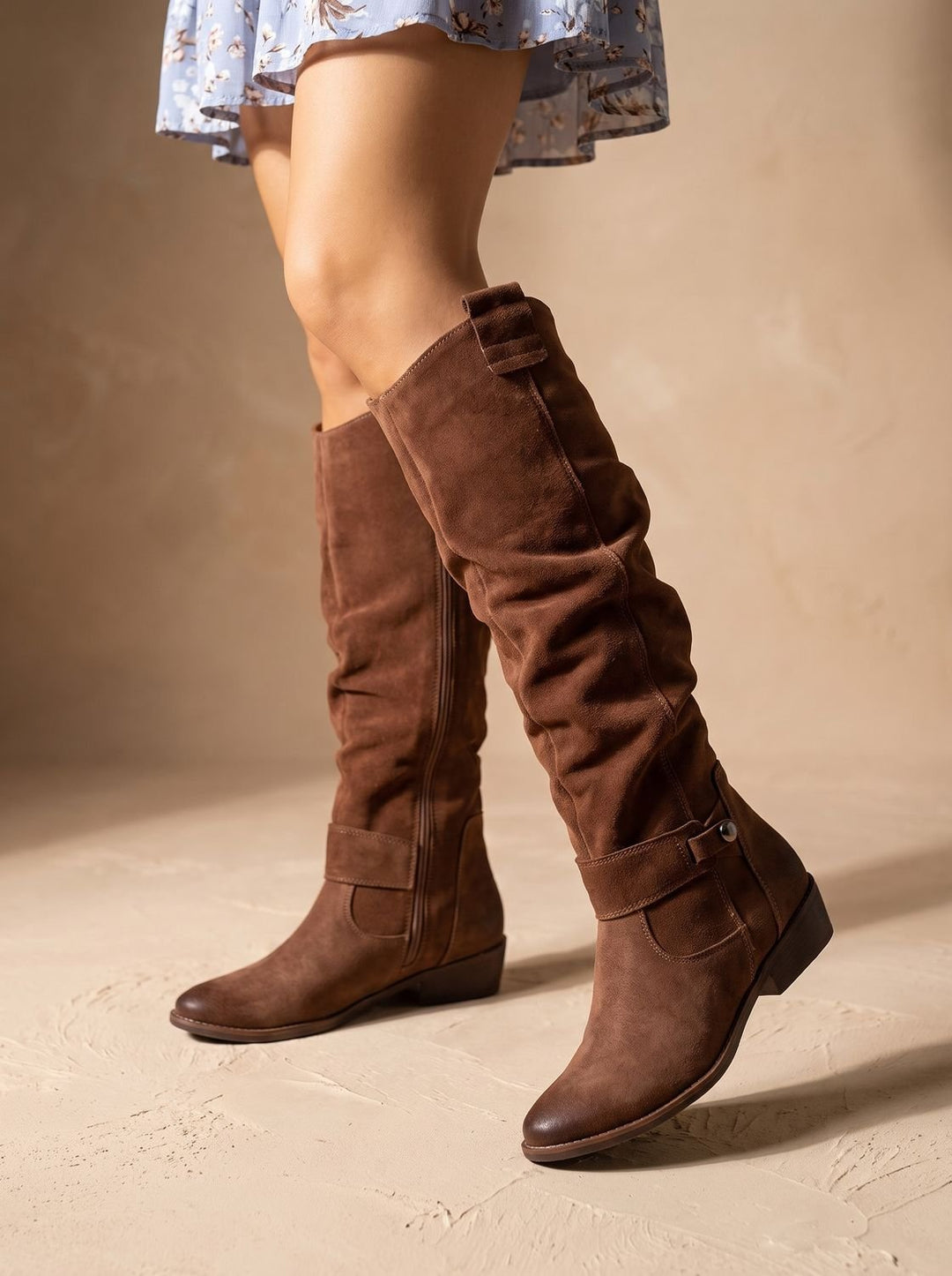 Women's Knee-High Boots Slouchy Suede in Brown