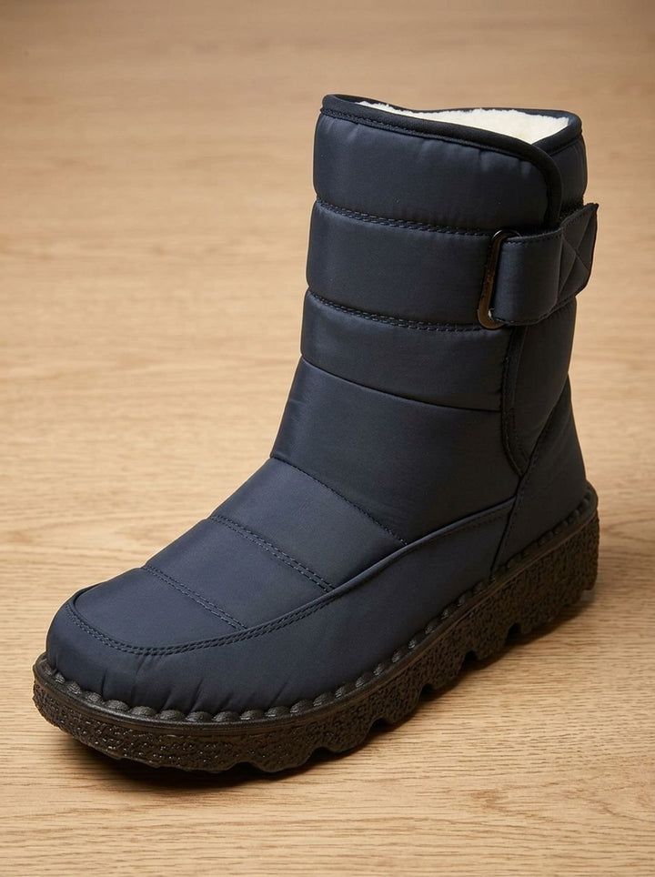 Women's Knee High Boots Waterproof Fleece-Lined in Dark Blue