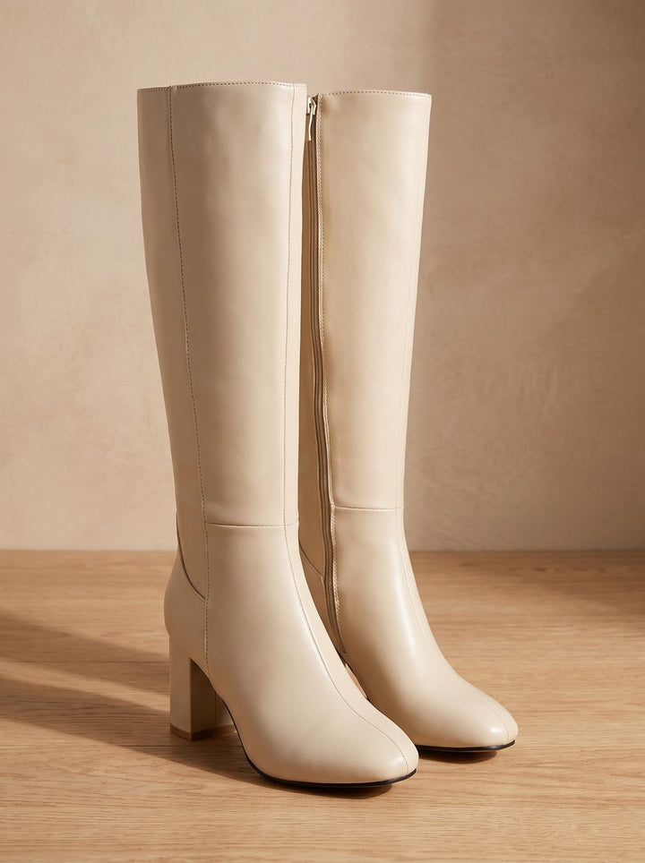 Women's Knee High Boots with Arch Support in Beige