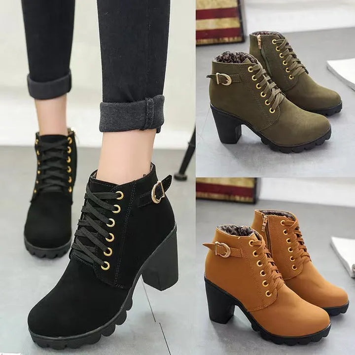 Women's Knee High Boots with Chunky Heel