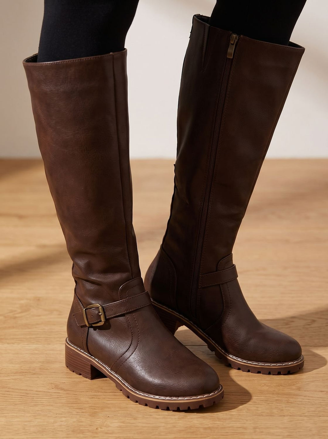 Women's Knee High Boots with Side-Zip (4)