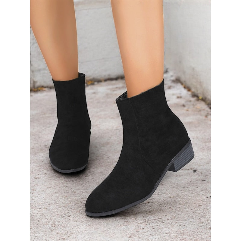 Women's Knee High Boots with Side Zip in Black