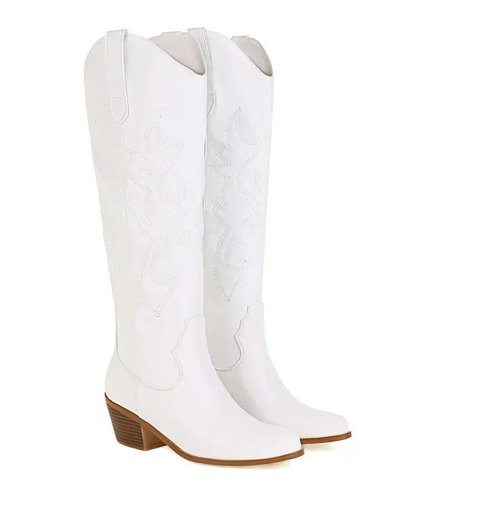 Women's Knee-High Cowboy Leather Boots (6)