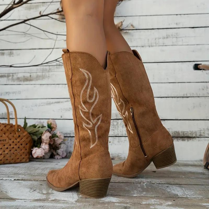 Women's Knee-High Pointed Leather Cowboy Boots (2)