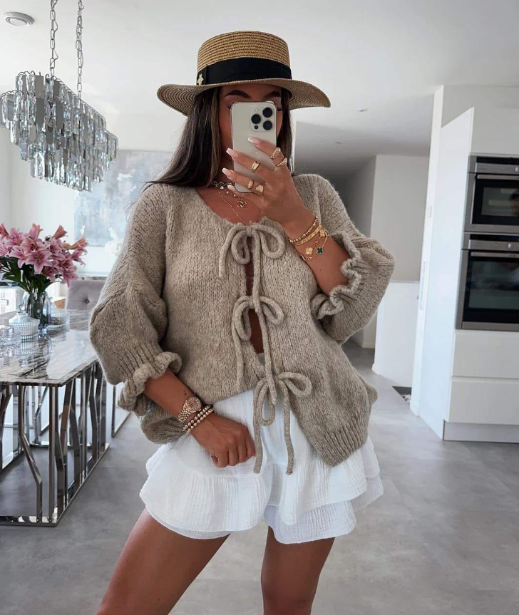 Women's Knit Cardigan with Bows