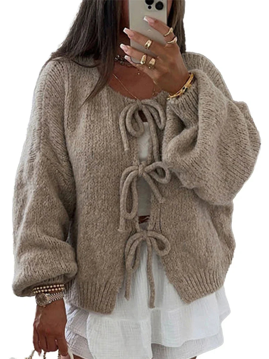 Women's Knit Cardigan with Bows (10)