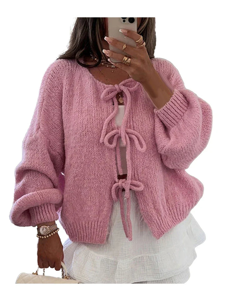 Women's Knit Cardigan with Bows (19)