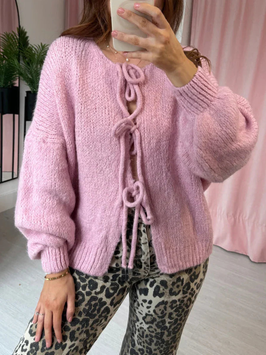 Women's Knit Cardigan with Bows (3)