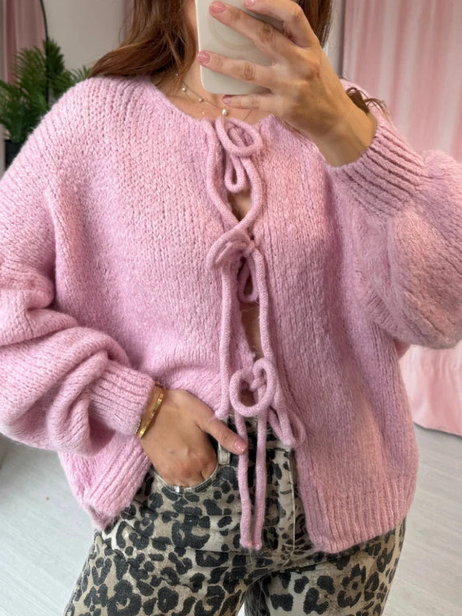 Women's Knit Cardigan with Bows (4)