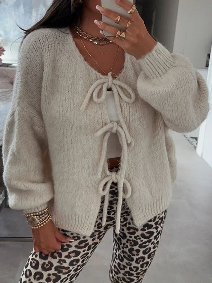 Women's Knit Cardigan with Bows (8)