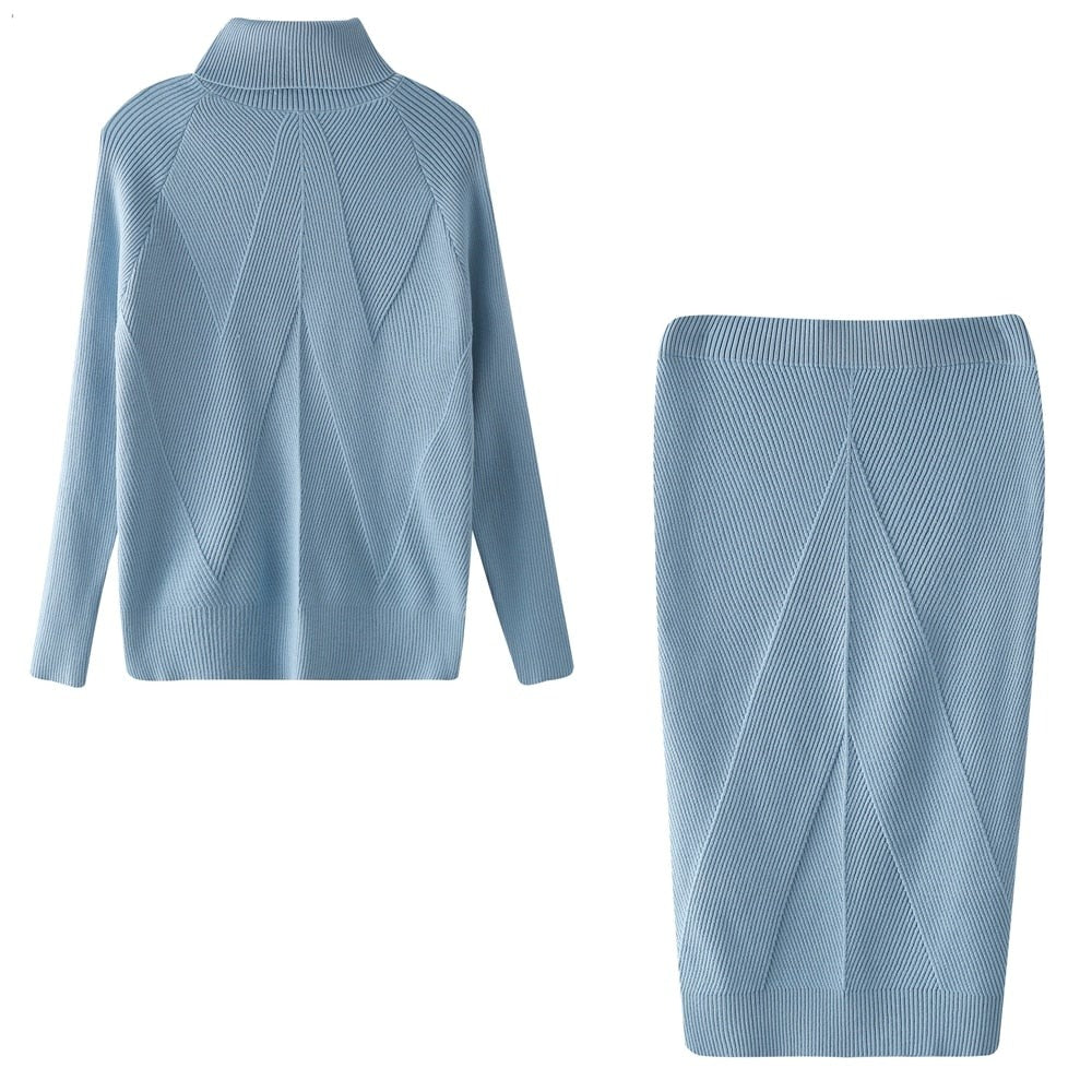 Women's Knit Party Dress for Autumn in Blue