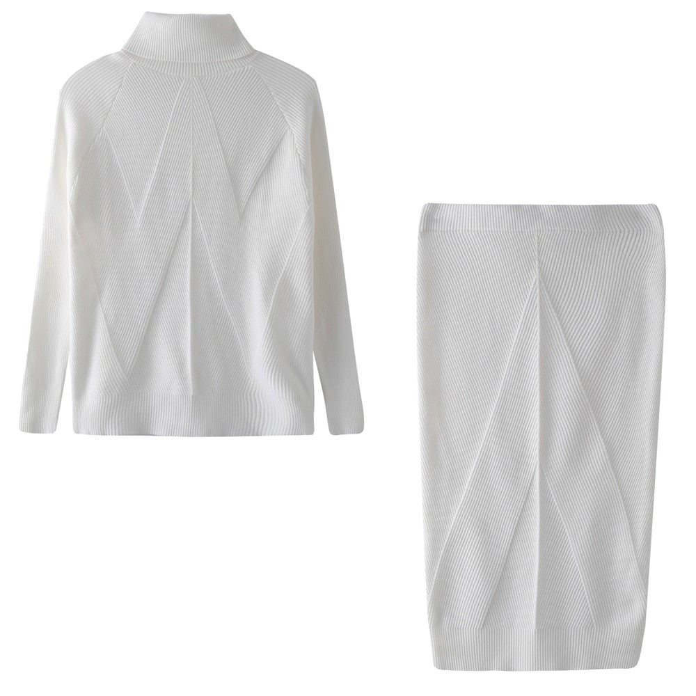 Women's Knit Party Dress for Autumn in White