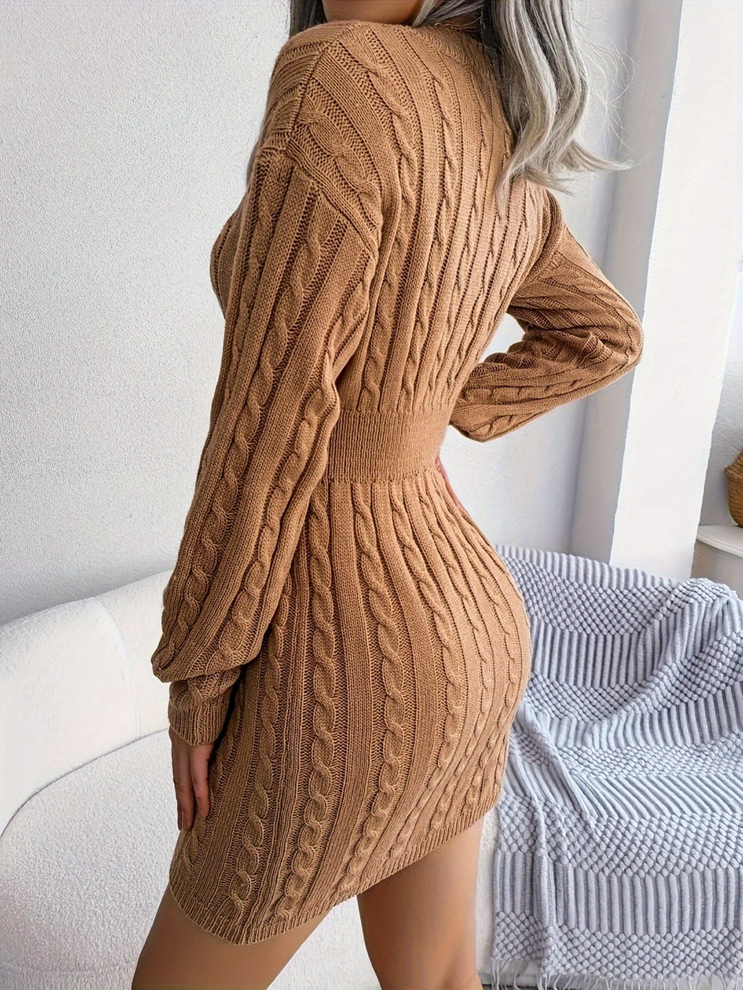 Women's Knitted Dress for Autumn Weddings in Dark Green 5