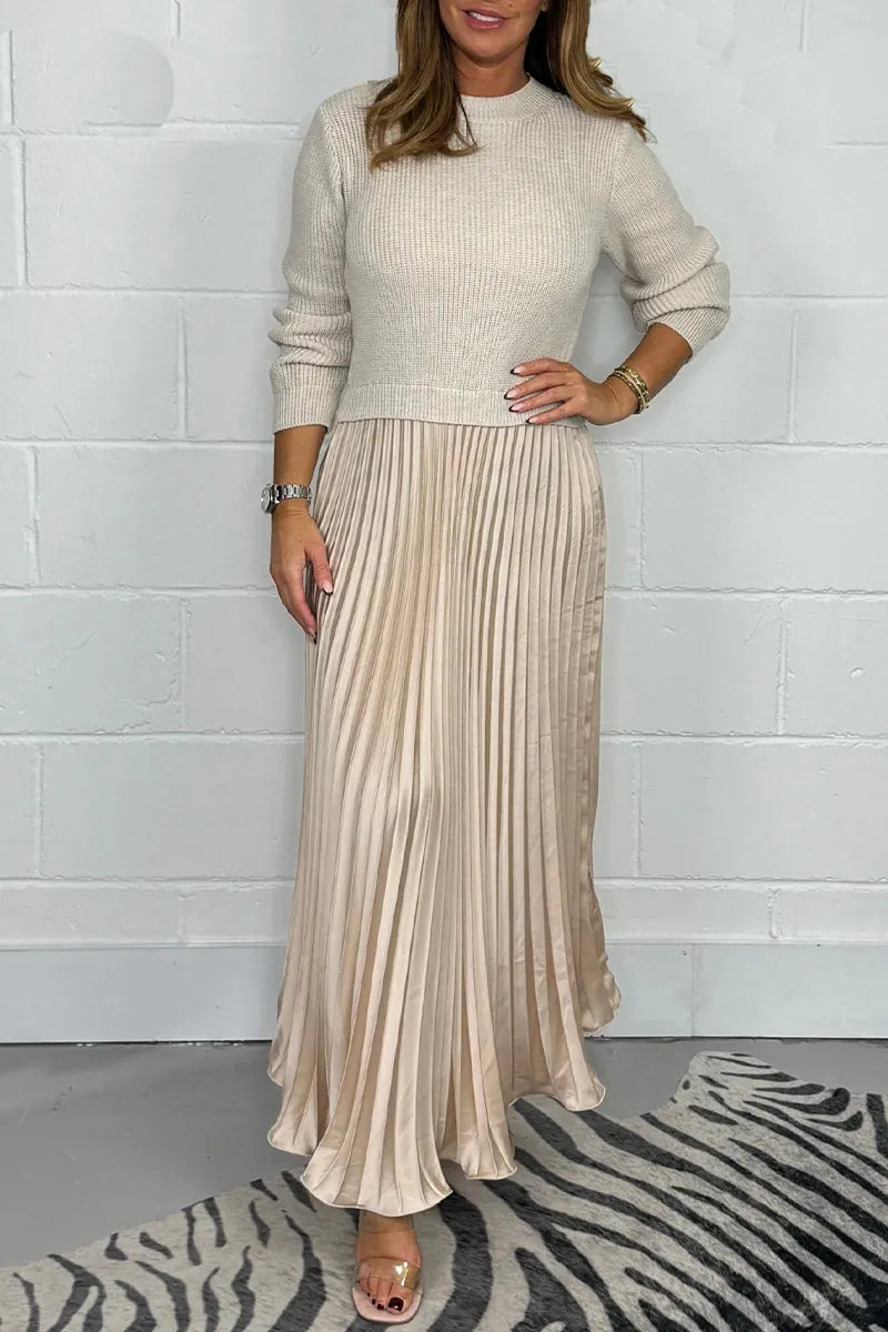 Women's Knitted Dress for Occasions in Aprikose