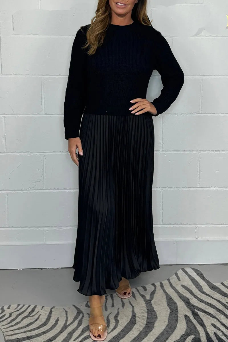 Women's Knitted Dress for Occasions in Black