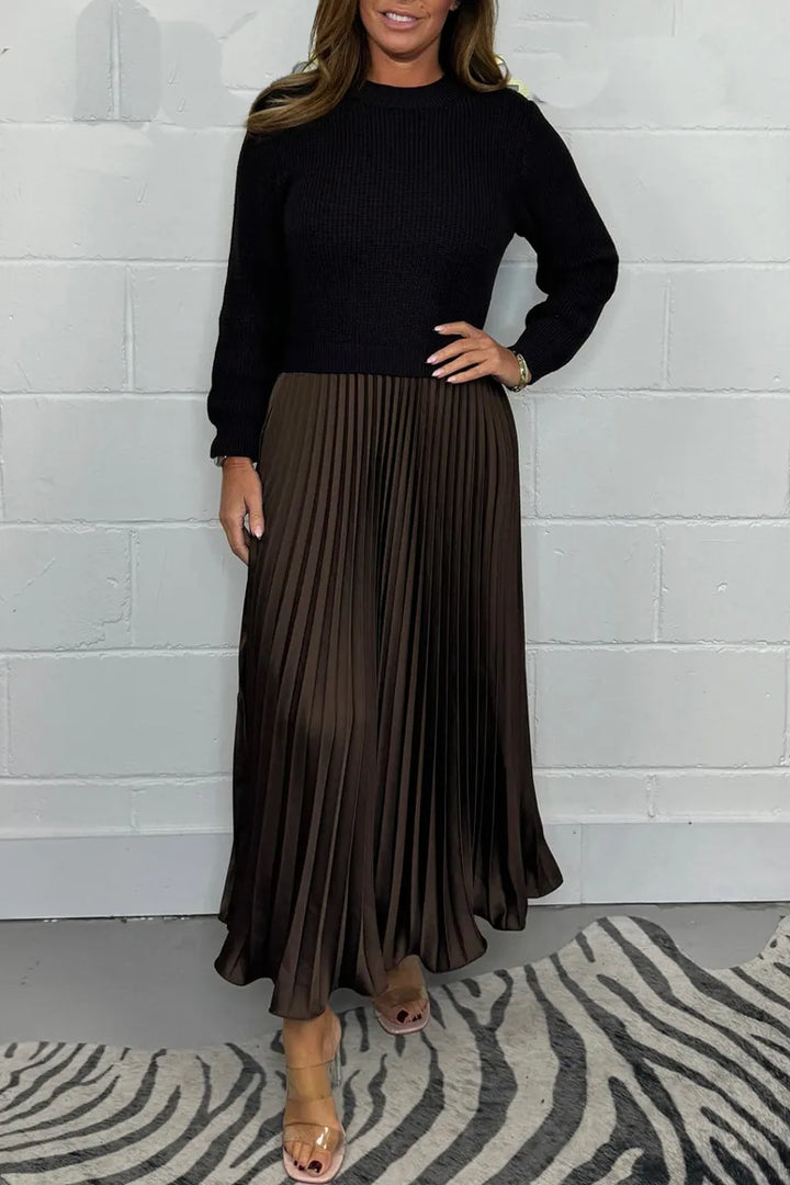 Women's Knitted Dress for Occasions in Dark Brown 1