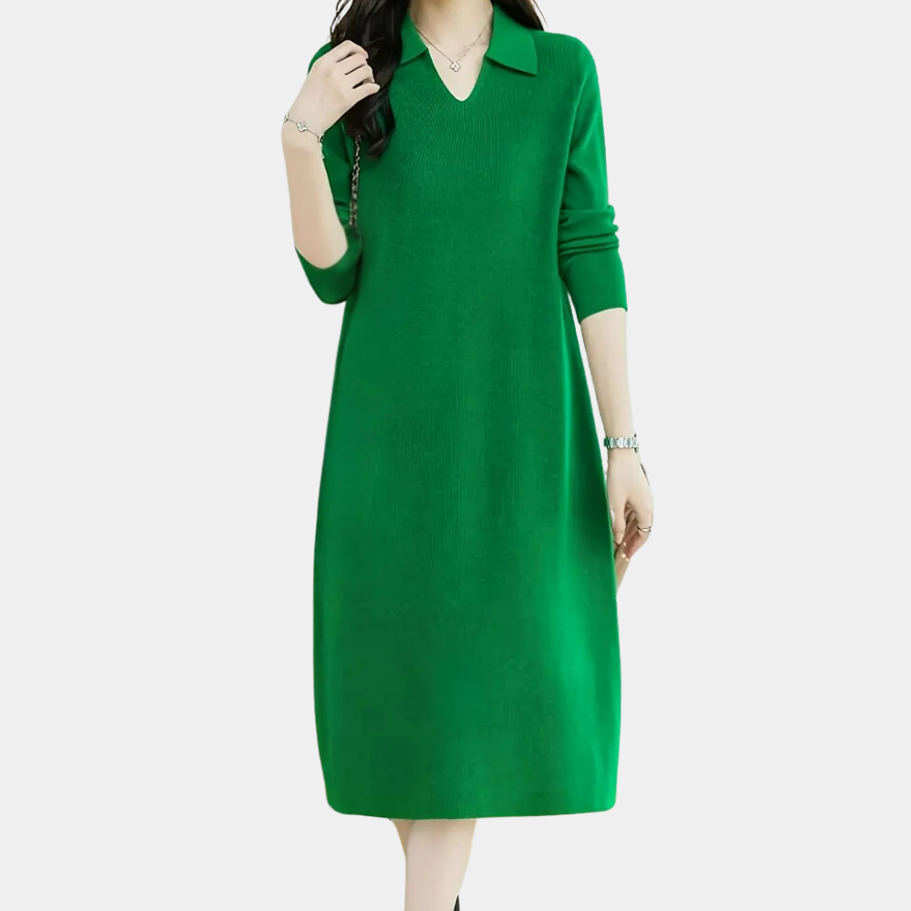 Women's Knitted Dress in Midi for Everyday (2)