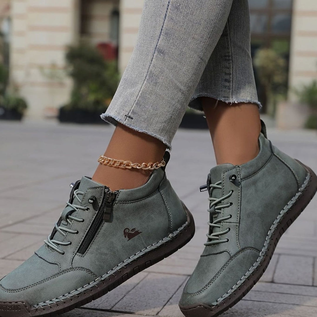 Women's Lace-Up Comfort Ankle Boots with Zipper (14)