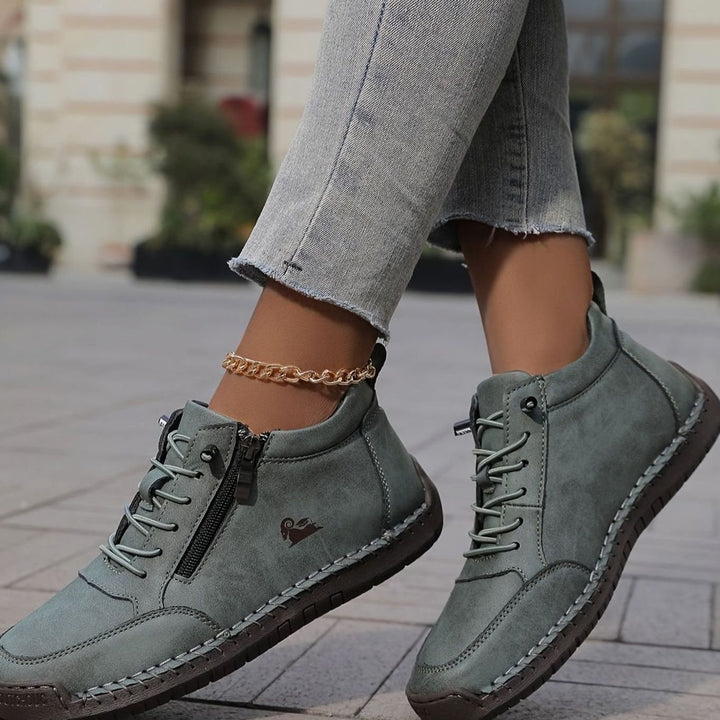 Women's Lace-Up Comfort Ankle Boots with Zipper (14)
