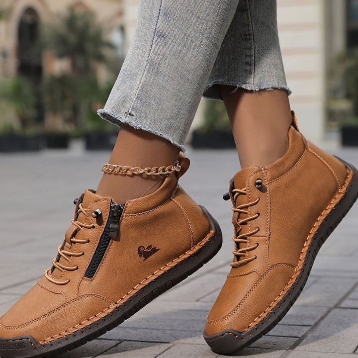 Women's Lace-Up Comfort Ankle Boots with Zipper (4)