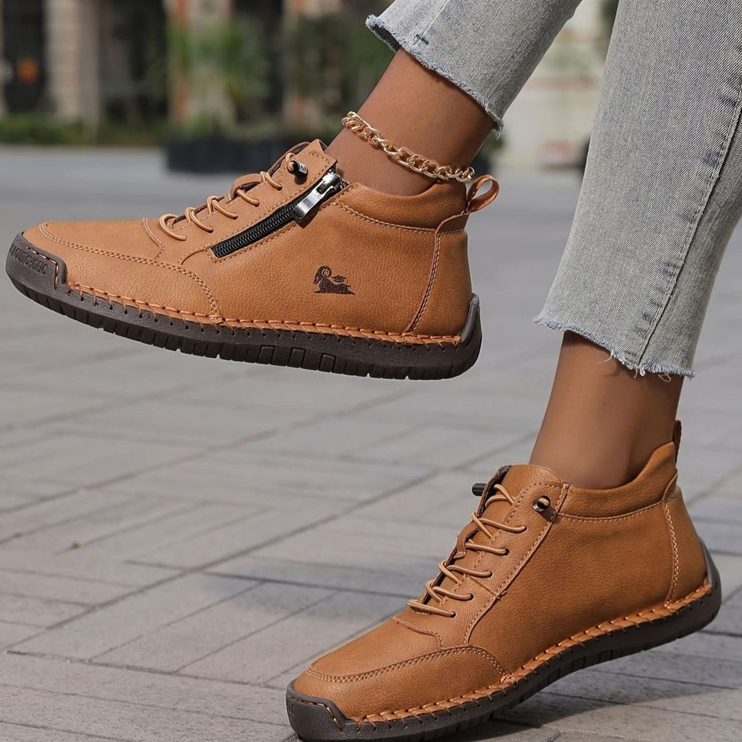 Women's Lace-Up Comfort Ankle Boots with Zipper (5)
