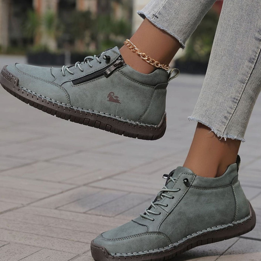 Women's Lace-Up Comfort Ankle Boots with Zipper (8)