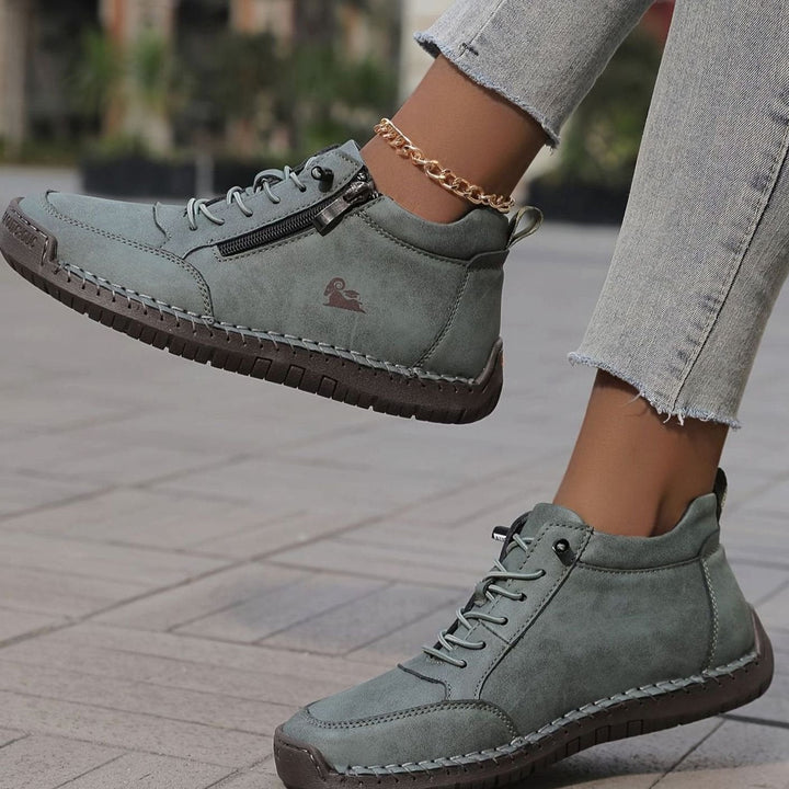 Women's Lace-Up Comfort Ankle Boots with Zipper (8)