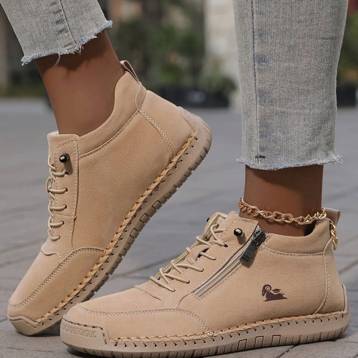 Women's Lace-Up Comfort Ankle Boots with Zipper (9)