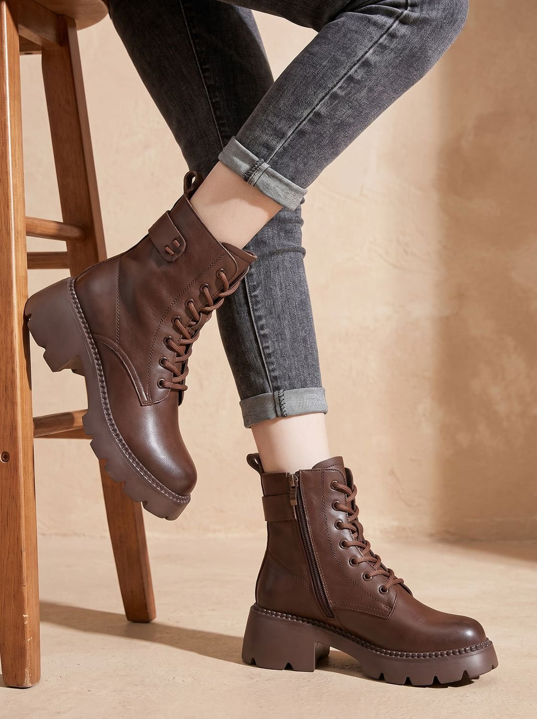 Women's Lace-Up Platform Ankle Boots (11)
