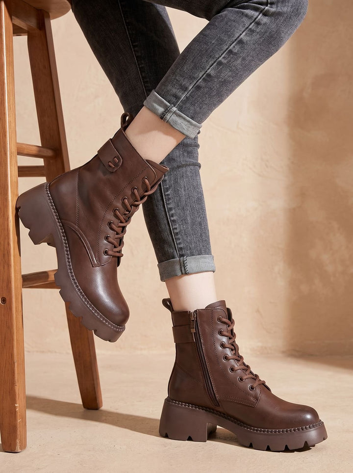 Women's Lace-Up Platform Ankle Boots (11)