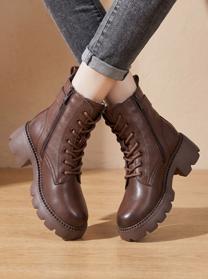 Women's Lace-Up Platform Ankle Boots (13)