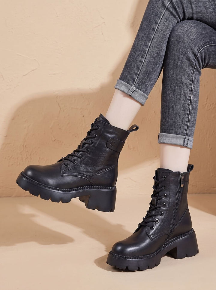 Women's Lace-Up Platform Ankle Boots (5)