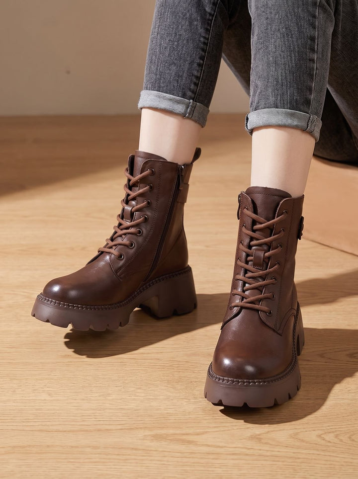 Women's Lace-Up Platform Ankle Boots (6)