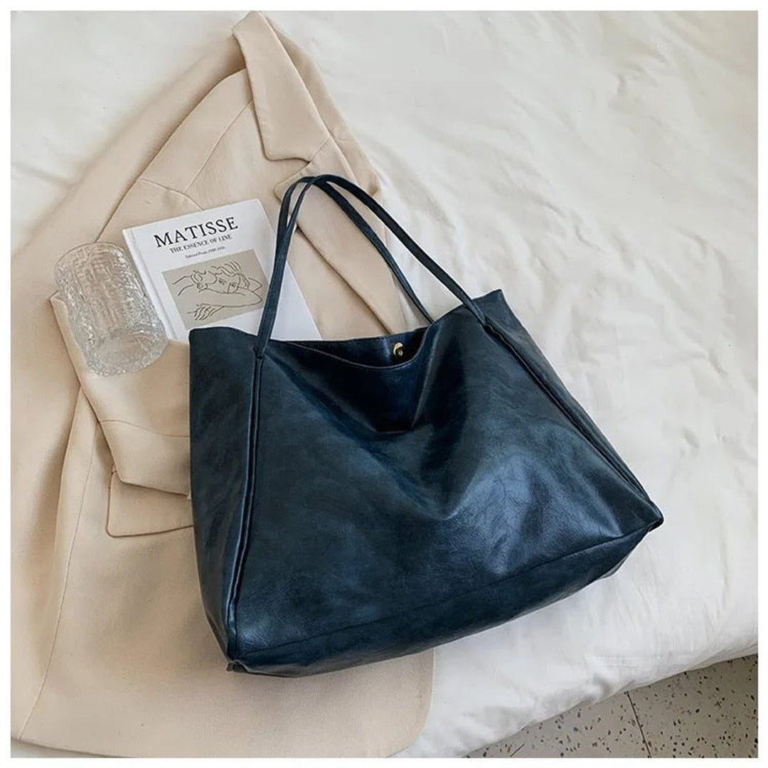 Women's Laptop Bag Retro Leather Tote in Blue