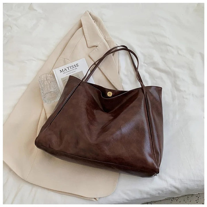 Women's Laptop Bag Retro Leather Tote in Kaffee