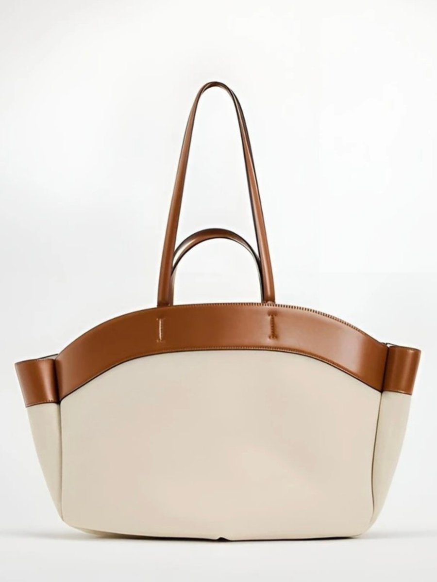 Women's Large Canvas Tote Bag with Leather Accents (2)